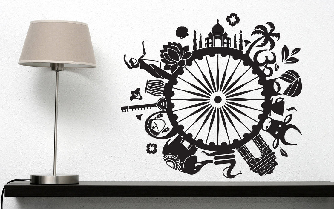Vinyl Decal Symbols Culture Decor Wall Sticker Indian People Plants Animals Unique Gift (n431)