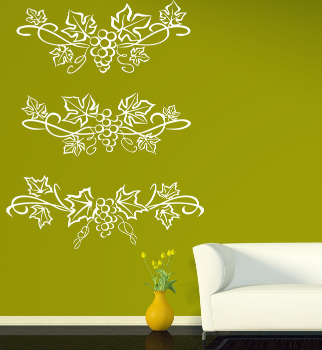 Vinyl Decal Beautiful Patterns Wall Stickers Grape Leaves and Berries Unique Gift (n434)