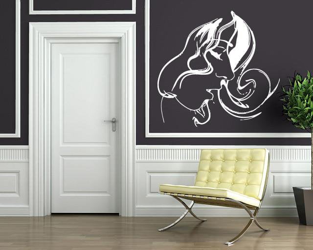 Autocollant en vinyle Silhouette Belle Fille Coiffure Boucles Tresses Sticker Mural Cadeau Unique (n446)
