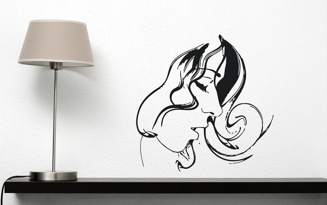 Autocollant en vinyle Silhouette Belle Fille Coiffure Boucles Tresses Sticker Mural Cadeau Unique (n446)