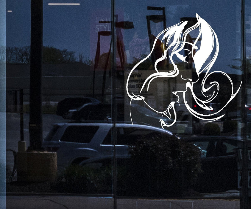 Window Sign Vinyl Decal Sticker Silhouette Beautiful Girl Hairstyle Curls Tresses Wall Sticker  Unique Gift (n446w)