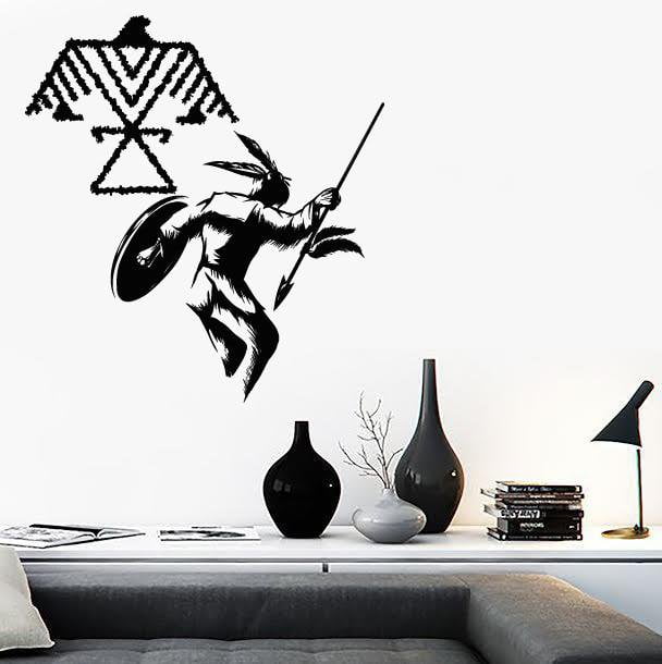 Wall Vinyl Decal Red Indian Feathers Honor Eagle Symbol Sun Unique Gift z4534