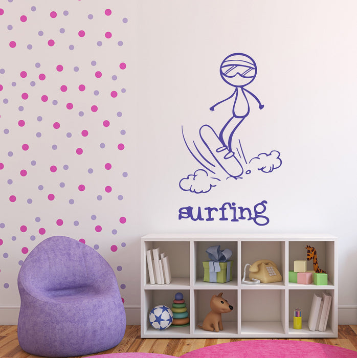 Wall Stickers Skating on the Board on Water Surfing Vinyl Decal Unique Gift (n462)