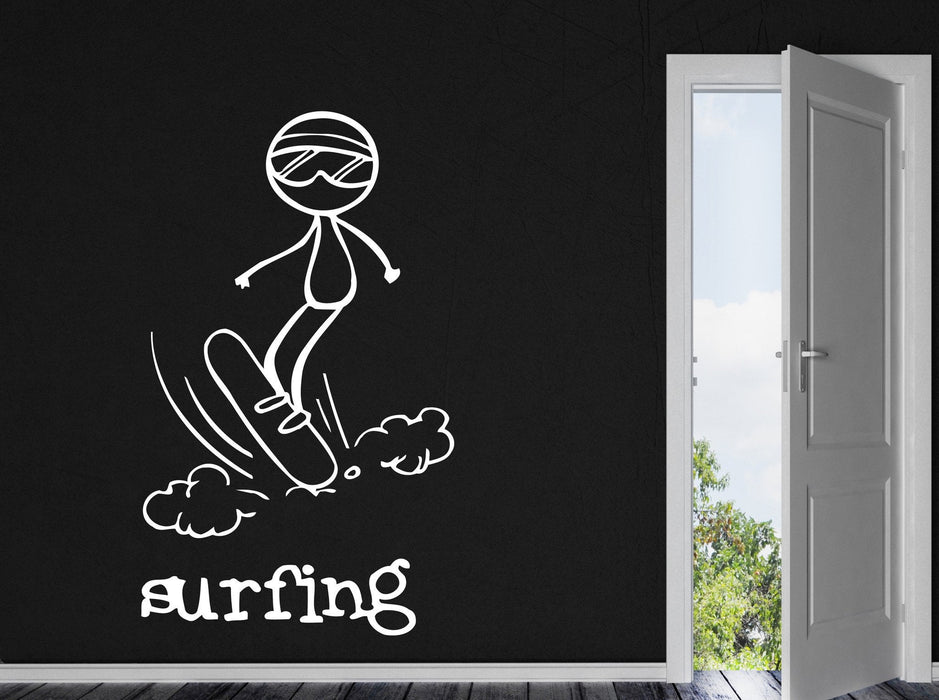Wall Stickers Skating on the Board on Water Surfing Vinyl Decal Unique Gift (n462)