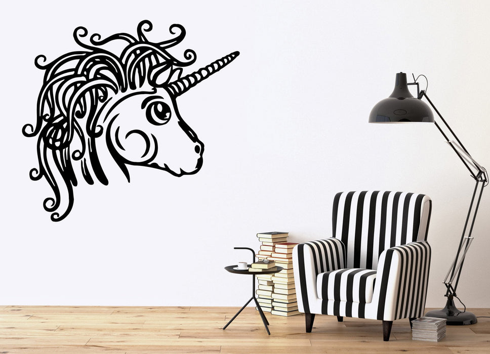 Vinyl Decal Fairy Tale Character Pony Unicorn Beautiful Mane Wall Sticker Unique Gift (n469)
