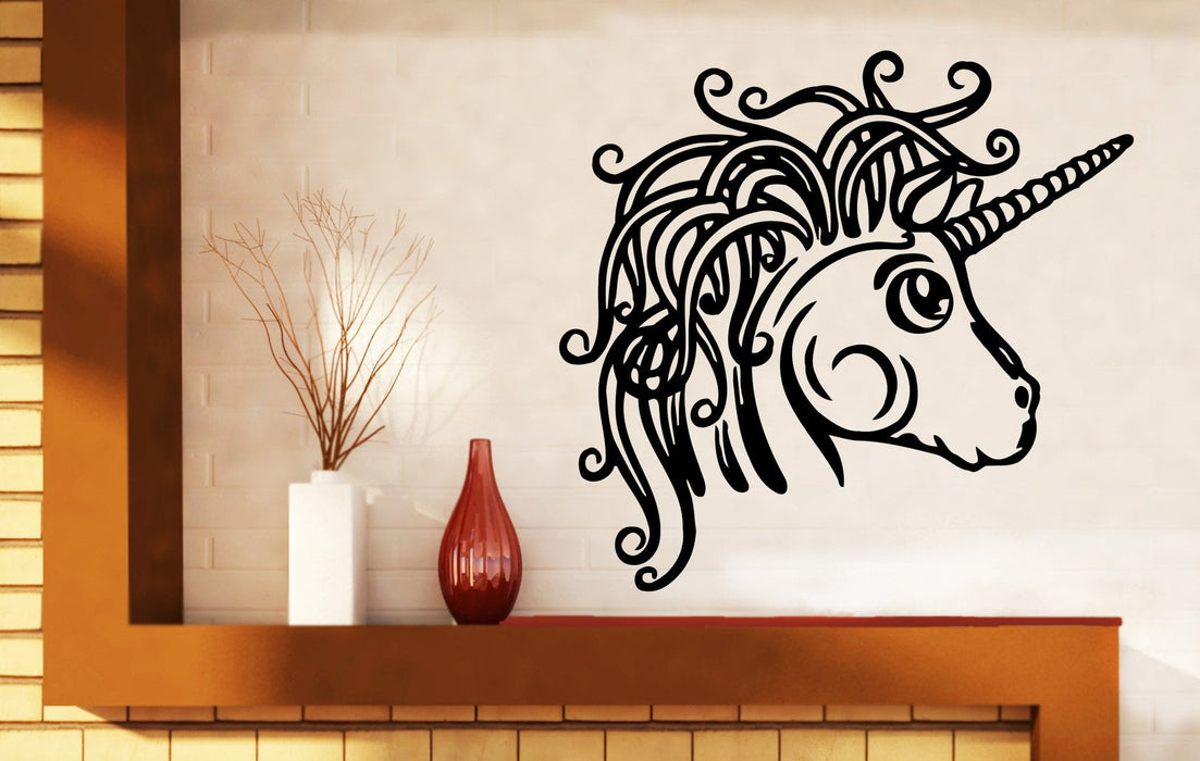 Vinyl Decal Fairy Tale Character Pony Unicorn Beautiful Mane Wall Sticker Unique Gift (n469)