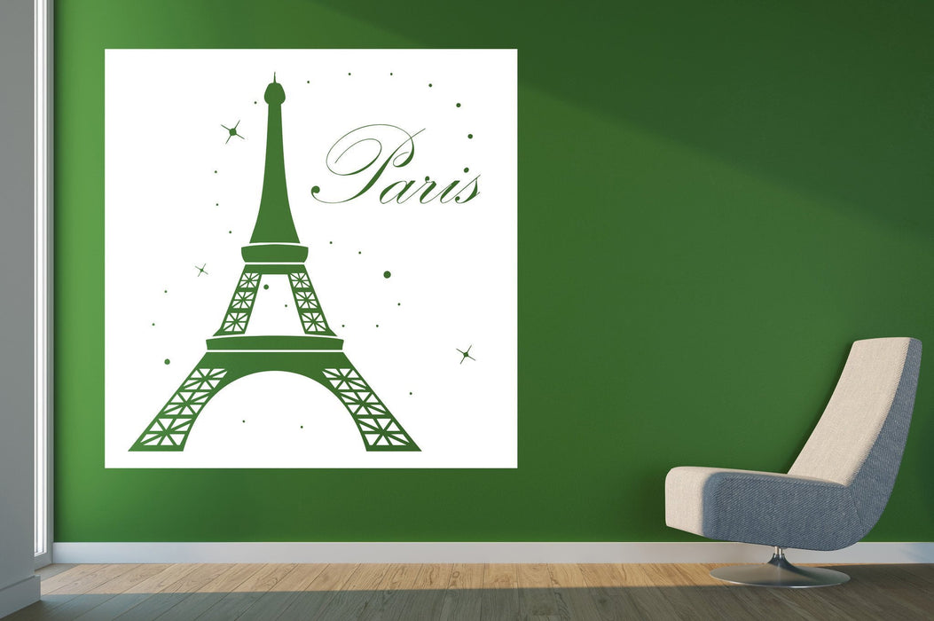 Vinyl Decal France Paris Eiffel Tower Night Stars Moon Wall Sticker Unique Gift (n471)