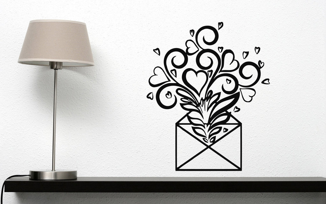 Vinyl Decal Envelope Message of Love Valentine's Day Heart Wall Sticker Unique Gift (n478)