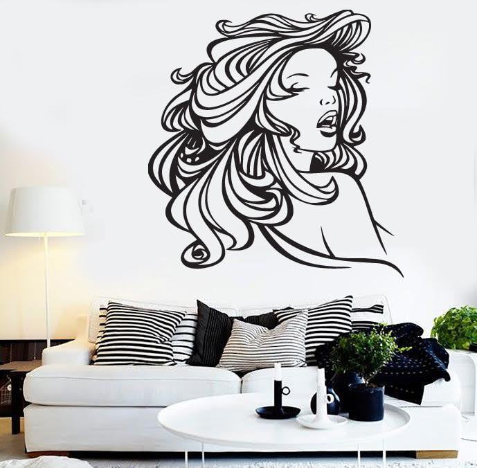 Vinyl Decal Wall  Sticker Decal Silhouette Sexy Lady Beautiful Hair Unique Gift (n479)