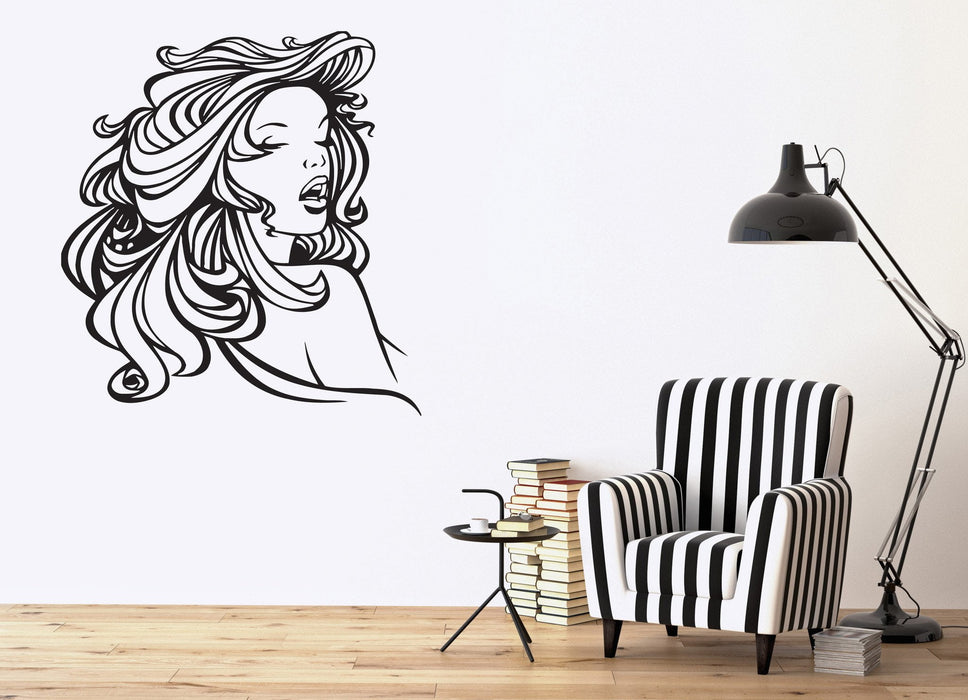 Vinyl Decal Wall  Sticker Decal Silhouette Sexy Lady Beautiful Hair Unique Gift (n479)
