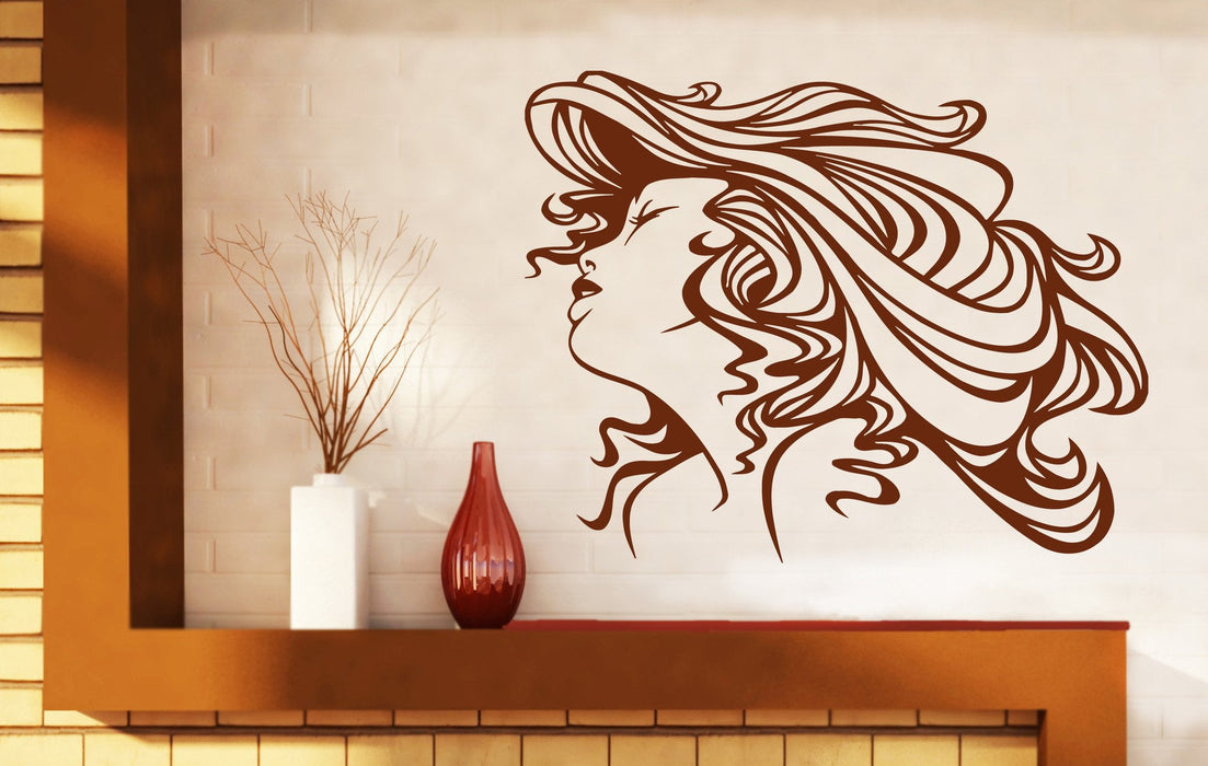 Vinyl Decal Spa Beauty Silhouette Sexy Lady Beautiful Hair Wall Stickers  Unique Gift (n480)