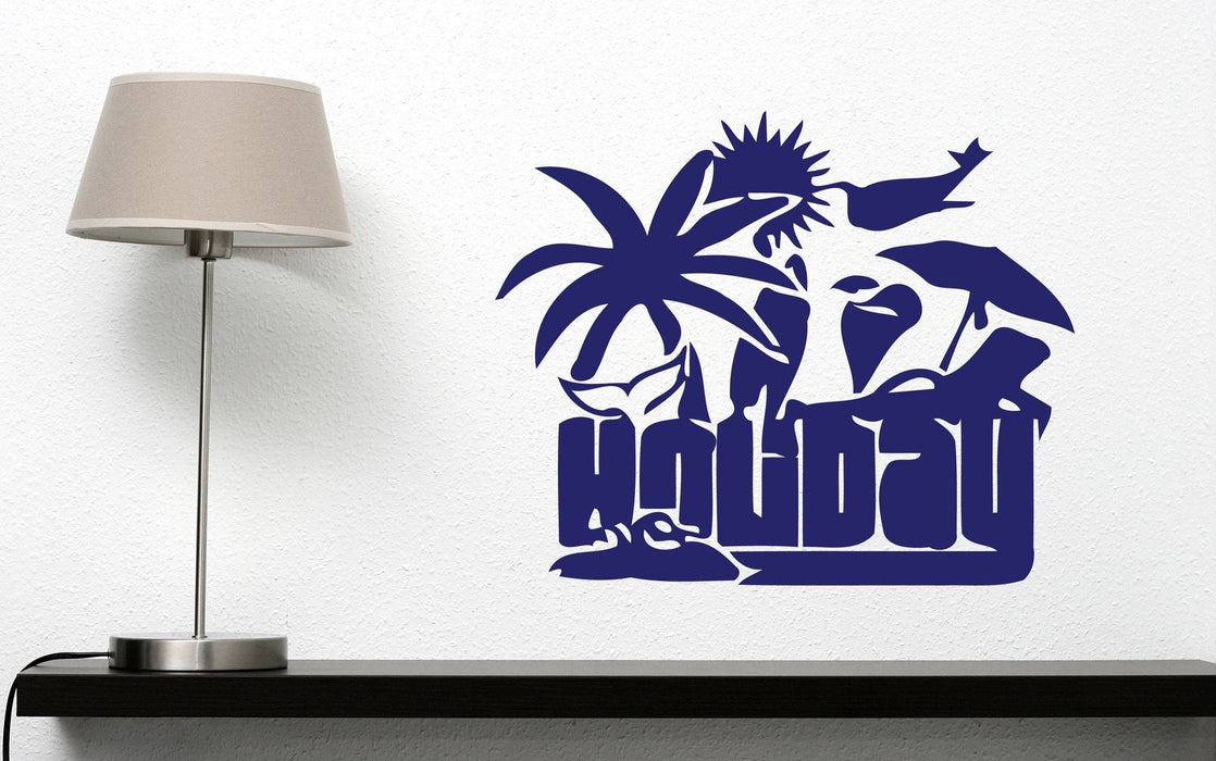 Vinyl Decal Recreation Attributes Holiday Palm Beach Sun Wall Sticker Unique Gift (n482)