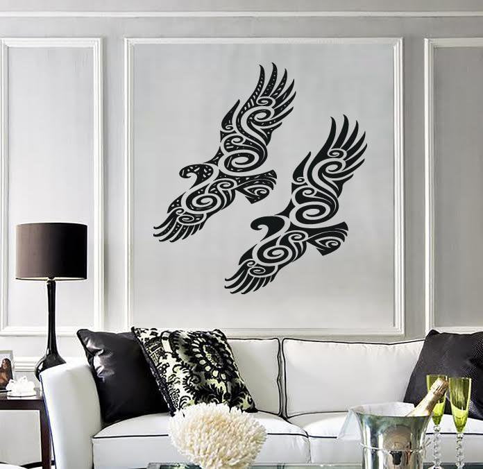 Vinyl Decal Pair of Birds Abstract Beautiful Image Wall Sticker Unique Gift (n494)