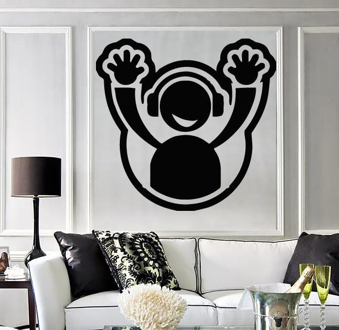 Wall Sticker Vinyl Decal DJ Headphone Plate Hands Up Club Party Decor Unique Gift (n496)