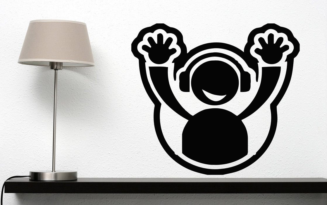 Wall Sticker Vinyl Decal DJ Headphone Plate Hands Up Club Party Decor Unique Gift (n496)