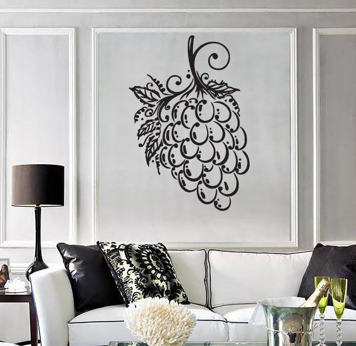 Vinyl Decal Grapes Bunch Berry Leaves Isabella Muscat Wall Sticker Unique Gift (n500)
