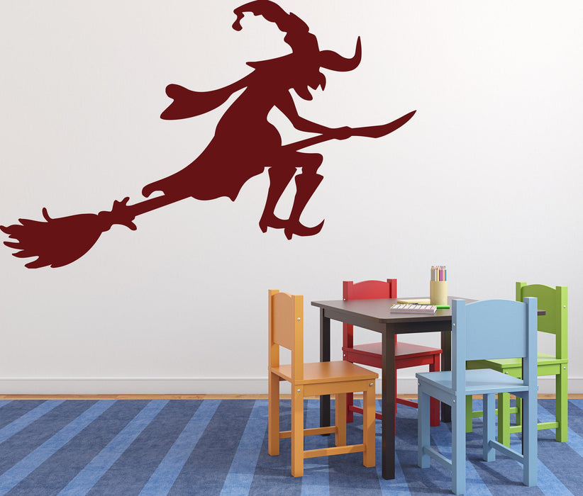 Vinyl Decal fabulous hero witch on a broomstick Sabbat Wall Sticker Unique Gift (n504)