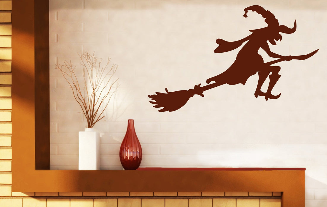 Vinyl Decal fabulous hero witch on a broomstick Sabbat Wall Sticker Unique Gift (n504)
