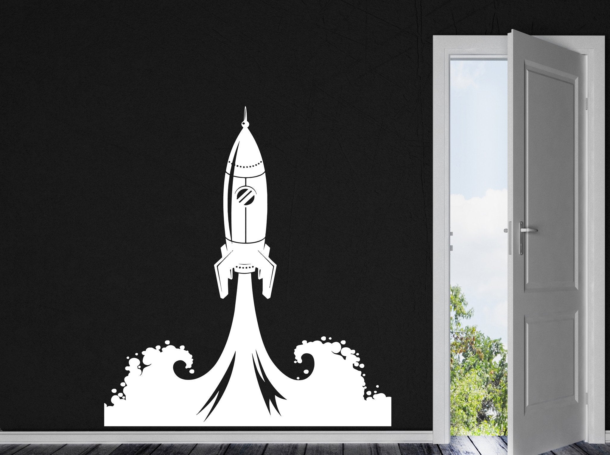 Wall Sticker Vinyl Decal Start picture rocket space stars milky way Un ...