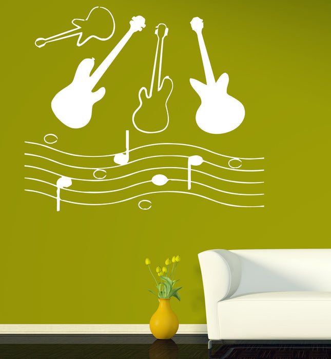 Vinyl Decal Guitar notes tool Music Room Decor Wall Sticker Unique Gift (n513)