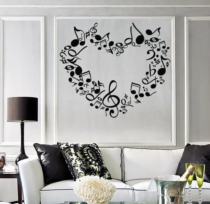 Large Wall Sticker Vinyl Decal heart notes of love symphony music signs Unique Gift (n518)