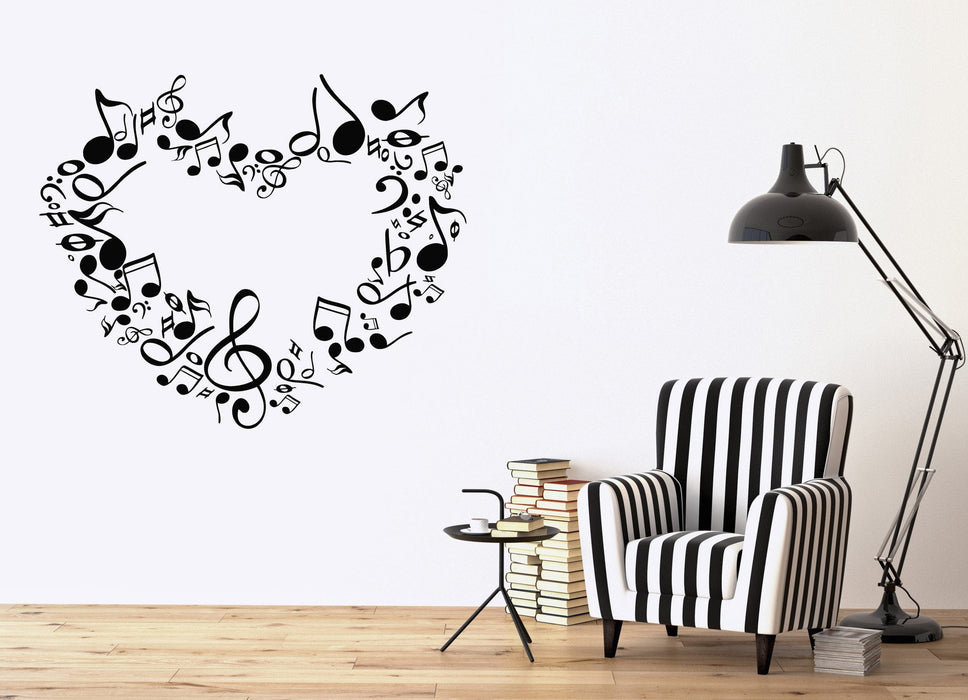 Large Wall Sticker Vinyl Decal heart notes of love symphony music signs Unique Gift (n518)