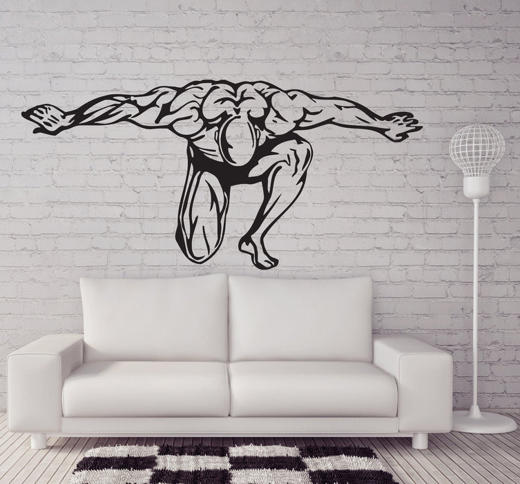 Vinyl Decal Wall Sticker Bodybuilding Fitness Muscle Man Sports Decor Unique Gift (n523)