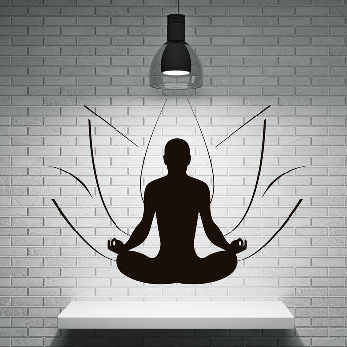 Large Wall Sticker Vinyl Decal Symbol Yoga Meditation Man & Lotus Unique Gift (n527)