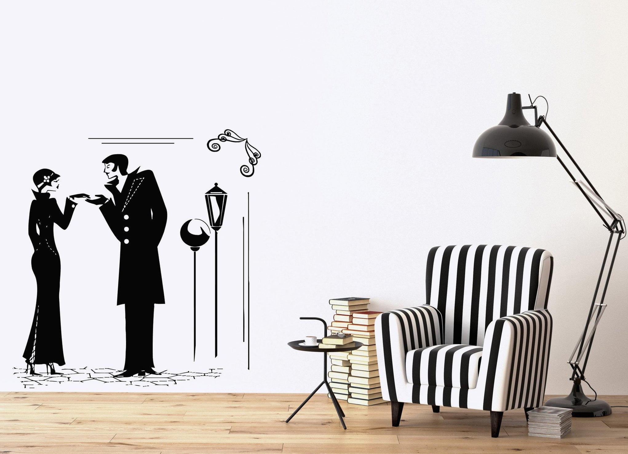 Wall Stickers Vinyl Decal Landscape Retro Romantic Couple in Love Uniq ...