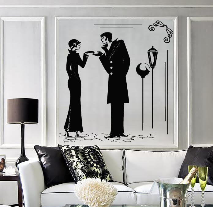 Wall Stickers Vinyl Decal Landscape Retro Romantic Couple in Love Uniq ...