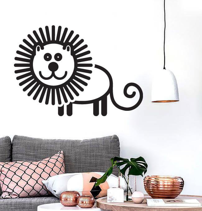 Wall Vinyl Sticker Decal Animated Image Cheerful Comic Lion Unique Gift (n536)