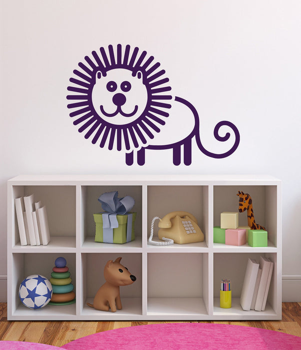 Wall Vinyl Sticker Decal Animated Image Cheerful Comic Lion Unique Gift (n536)