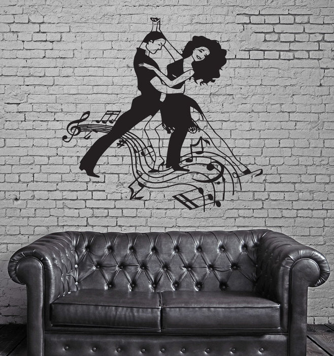 Vinyl Wall Stickers Couple Dancing Tango Waltz Music Flirting Roman Unique Gift (n549)