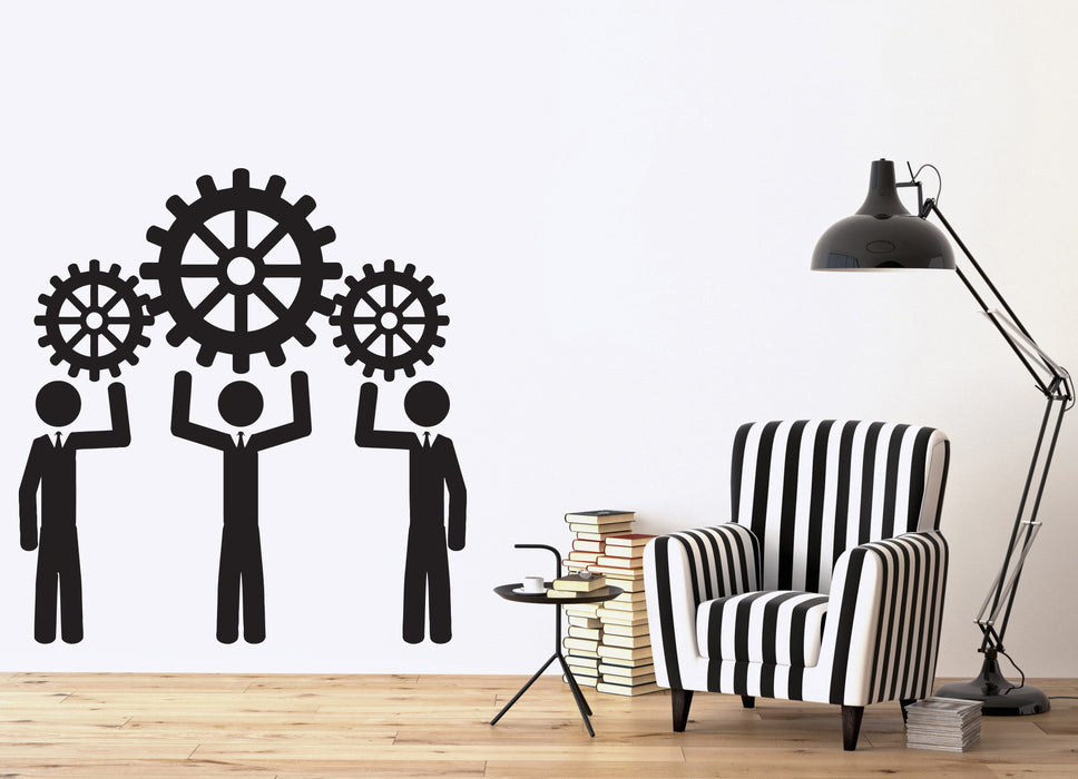 Vinyl Decal Wall Sticker Teamwork Business People Work Thinking Thought Wheel (n555)