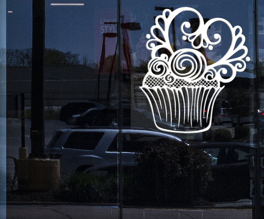 Autocollant mural en vinyle pour fenêtre, gâteau sucré, muffin, capcake, dessert, crème fouettée (n560w)