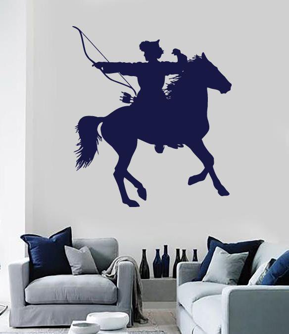 Vinyl Decal Wall Sticker Mongolian Rider Bow Arrows Warrior for Room Decor (n561)