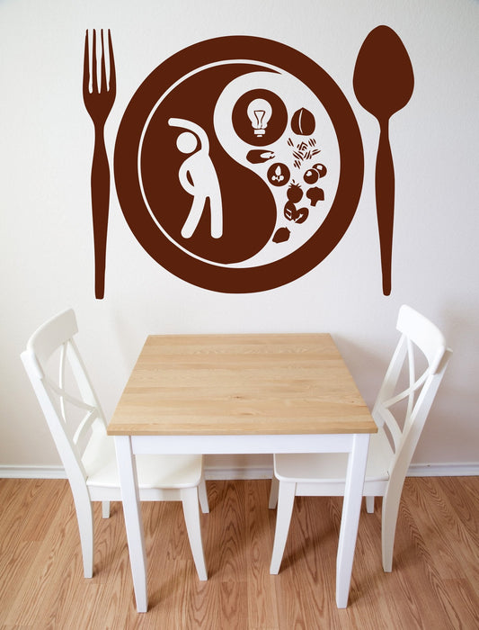 Autocollant mural en vinyle pour fourchette, cuillère, assiette, goût, appétit, cadeau unique (n564)
