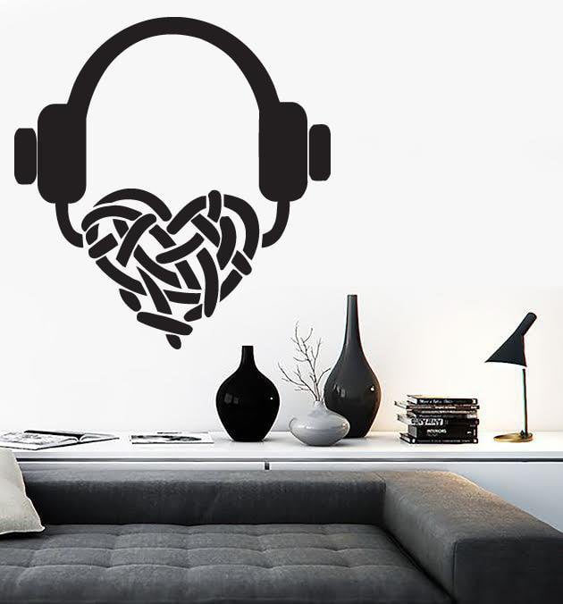 Large Vinyl Decal Headphones Listen Favorite Music Wall Sticker (n573)