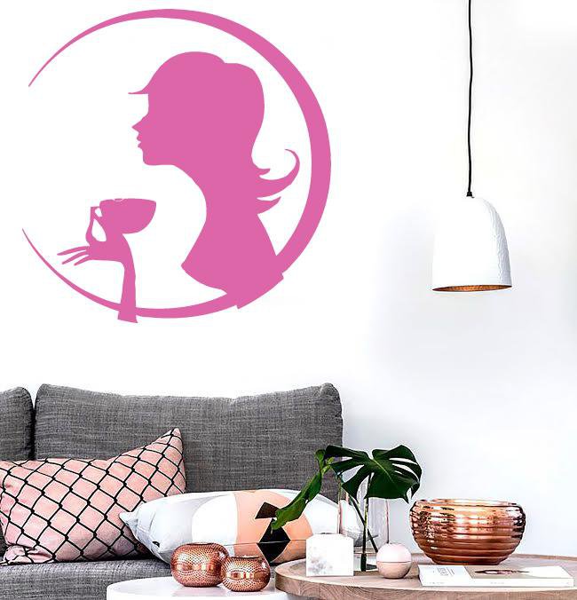Vinyl Decal Silhouette Slim Beauty Girl Drinks Coffee Wall Sticker Unique Gift (n609)