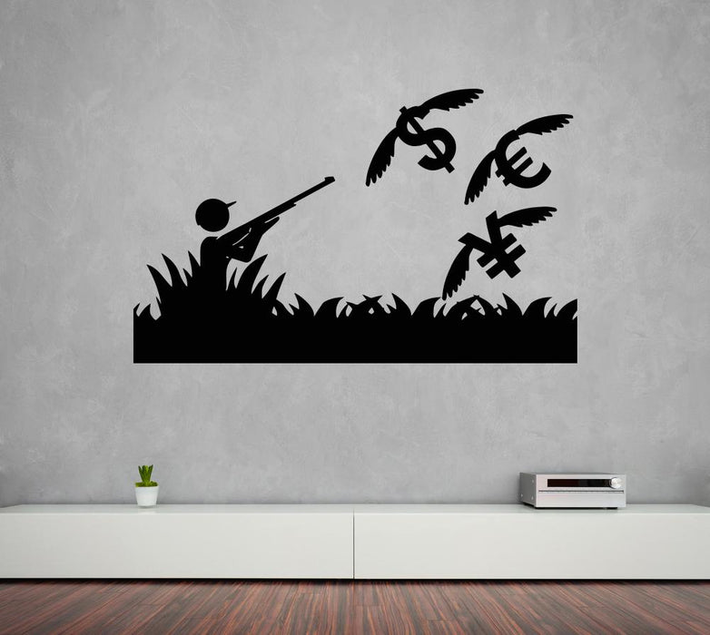 Большая виниловая наклейка на стену с забавным изображением человека, извлекающего деньги, украшение (n612)