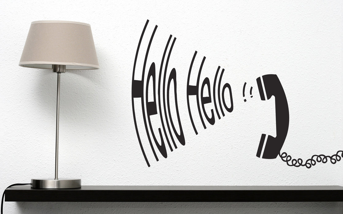 Vinyl Decal Vintage Telephone Handset Hello Hello Reply Wall Sticker (n617)