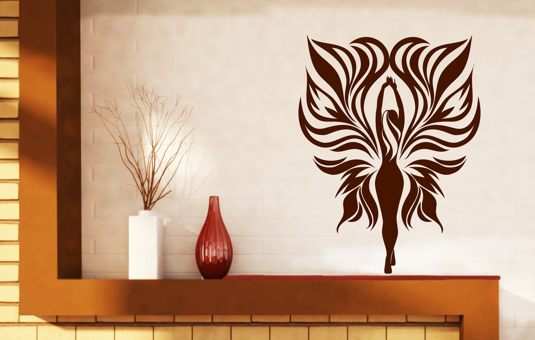 Large Vinyl Decal Fairy Girl Tribal Fire Flame Wings Unique Gift Wall Stickers (n630)