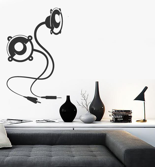 Large Vinyl Decal Abstract Music Background Usb Speakers Wall Sticker Unique Gift (n634)