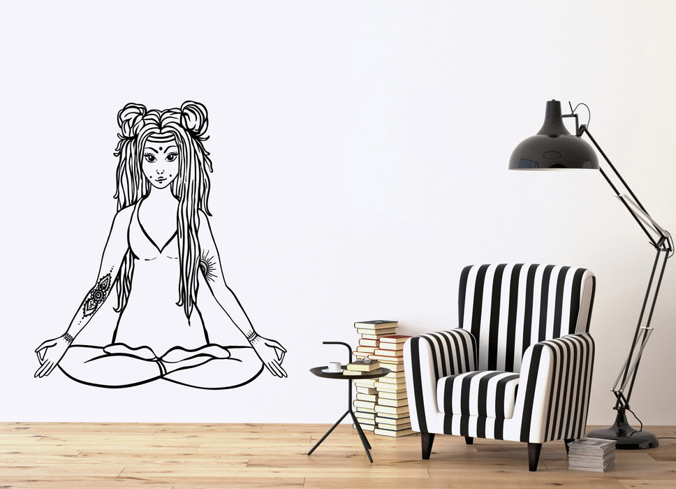 Large Vinyl Decal Wall Sticker Hippie Meditation Free Life Mantra Unique Gift (n645)