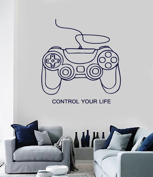 Vinyl Decal Wall Sticker Joystick Video Games Play Game Control Your Life Unique Gift (n646)