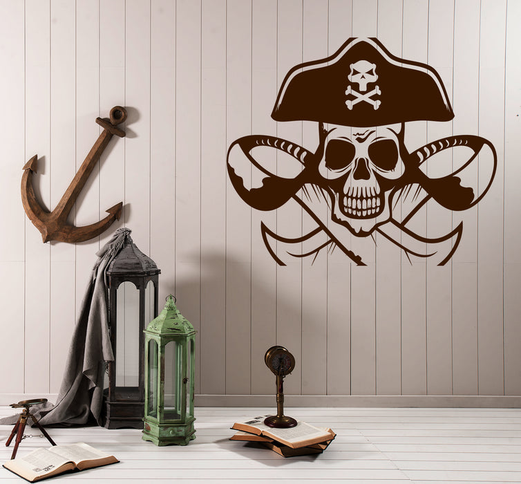 Vinyl Decal Wall Sticker Abstract Pirate Symbols Skull Hat Knives Unique Gift (n661)