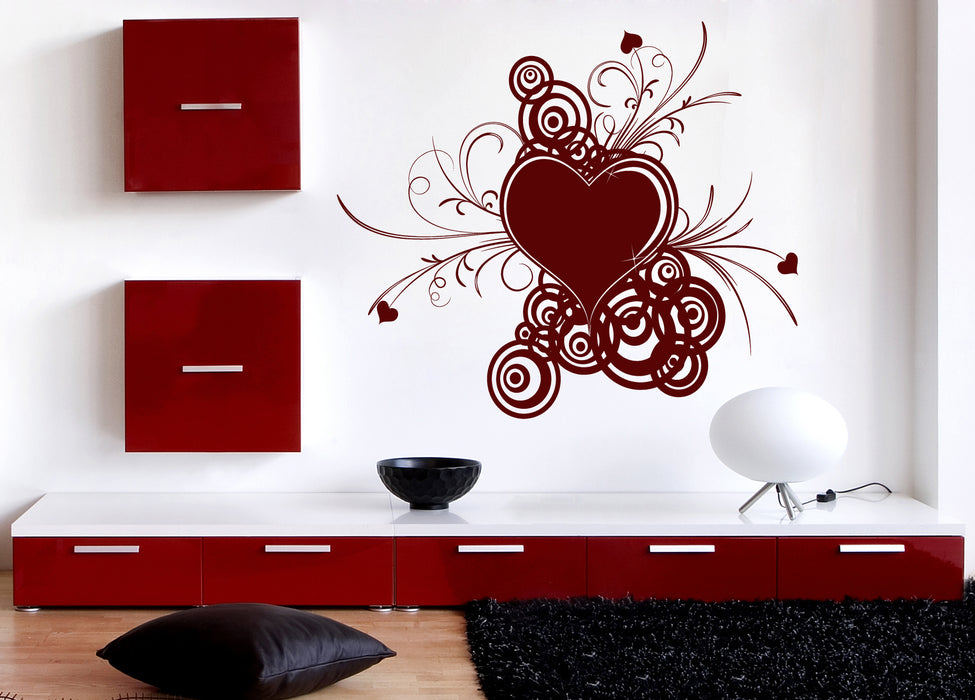 Vinyl Decal Wall Sticker Abstract Valentine Design with Heart Unique Love Gift (n664)