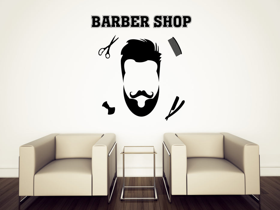 Vinyl Wall Sticker Barber Shop Haircuts for Men Barber Hairdresser  Hair Decor Unique Gift (n677)