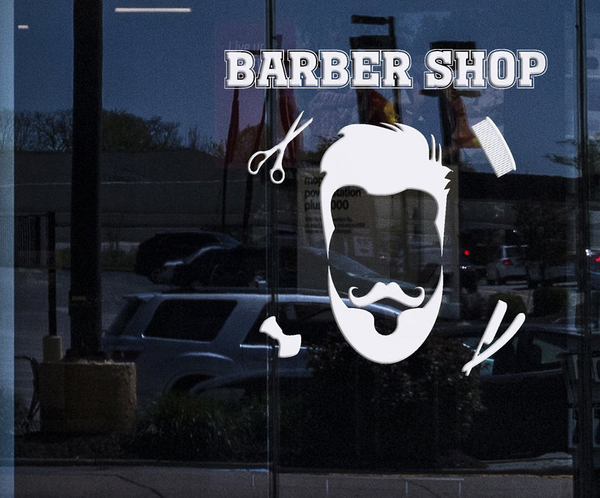 Window and  Wall Sticker Vinyl Barber Shop Haircuts for Men Barber Hairdresser Hair Decor Unique Gift (n677w)