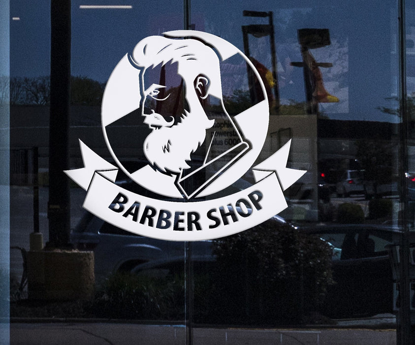 Window Sign and Wall Stickers Vinyl Decal Barber Shop with Ribbon Logo Haircut Men Salon (n679w)